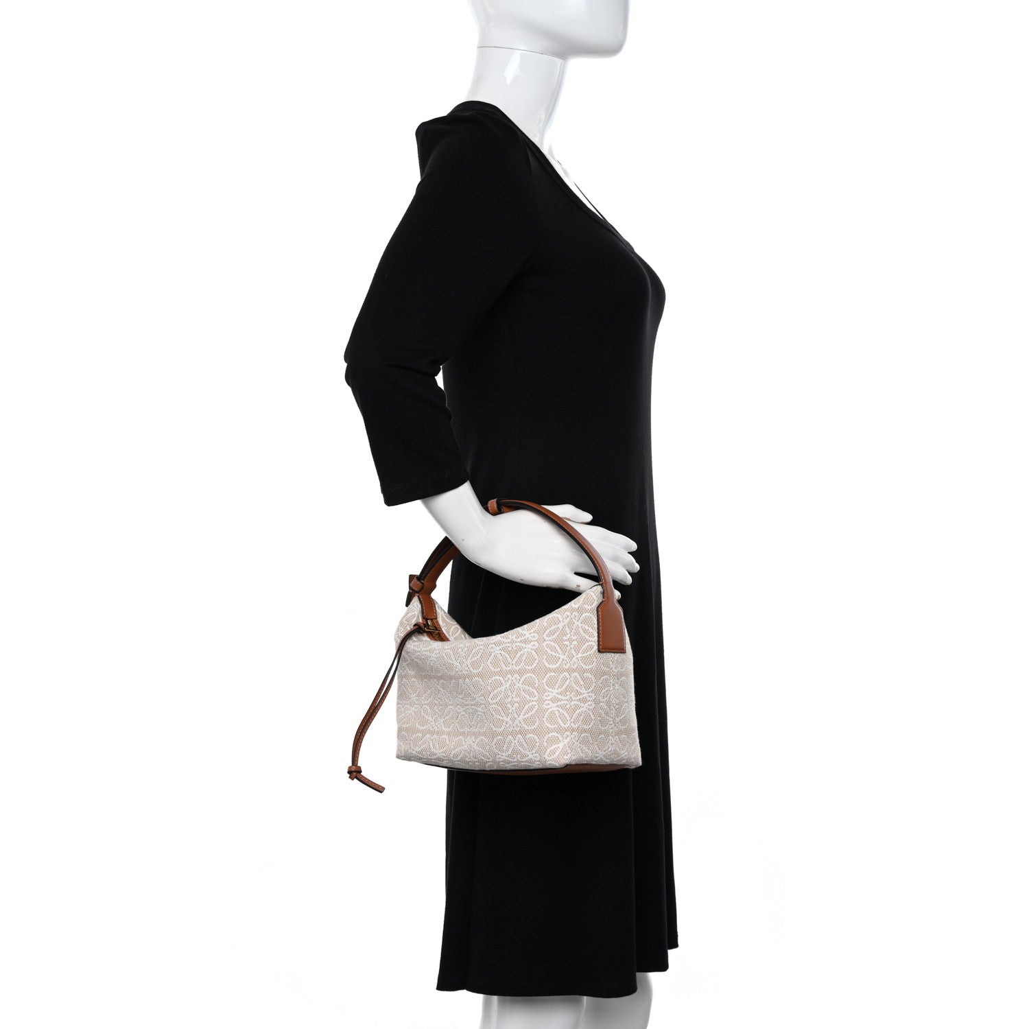 Loewe Jacquard Anagram Calfskin Small Cubi Bag Ecru Tan 2 of 9