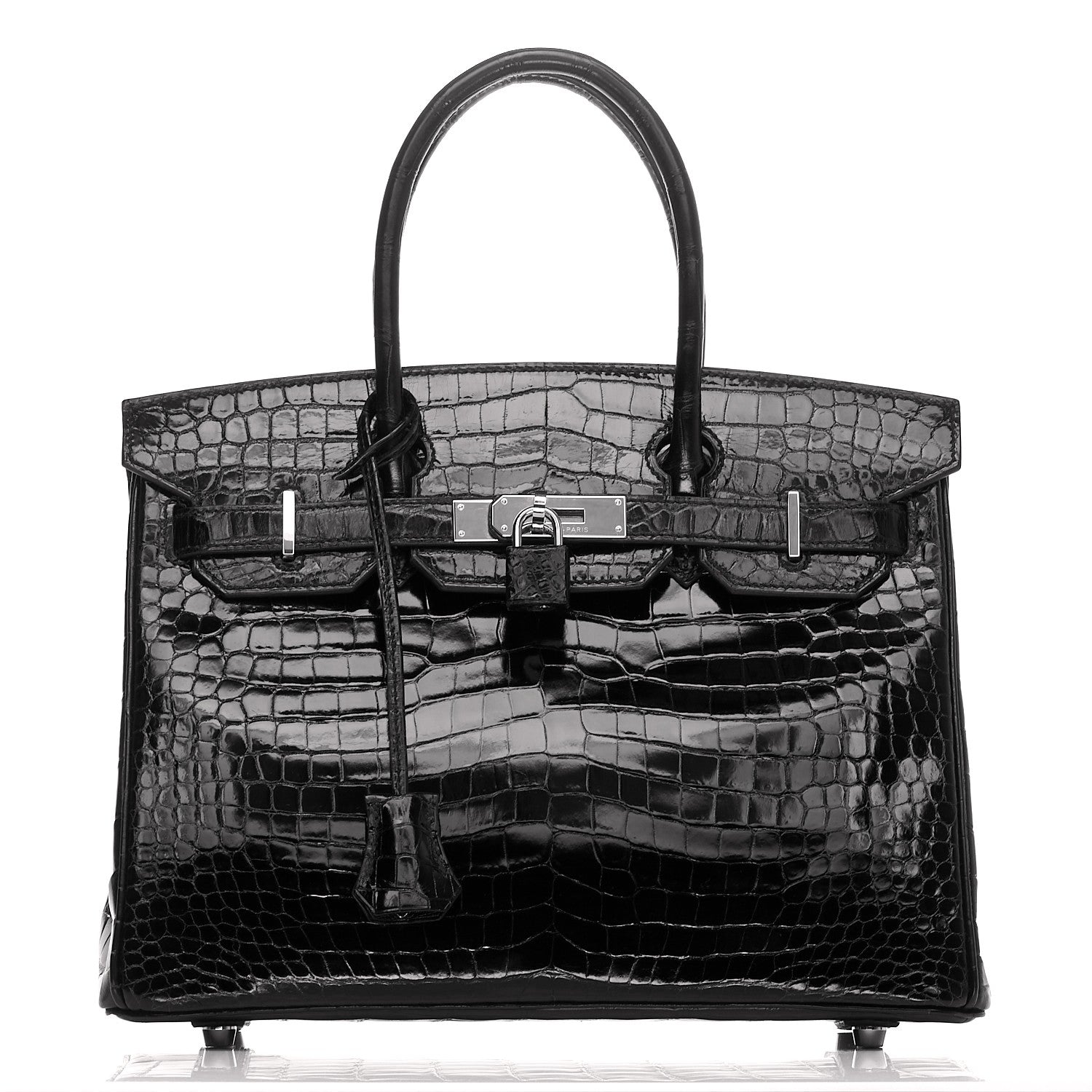 Hermes Shiny Porosus Crocodile Birkin 30 Black 1 of 38