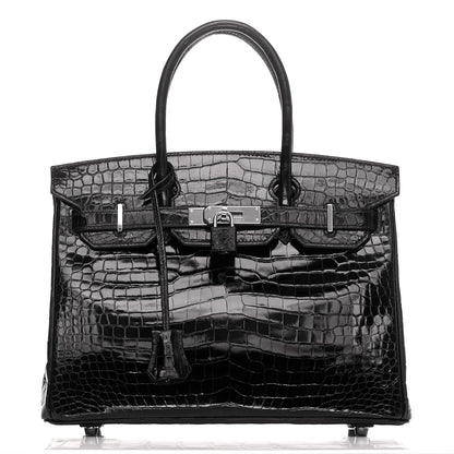 Hermes Shiny Porosus Crocodile Birkin 30 Black 1 of 38