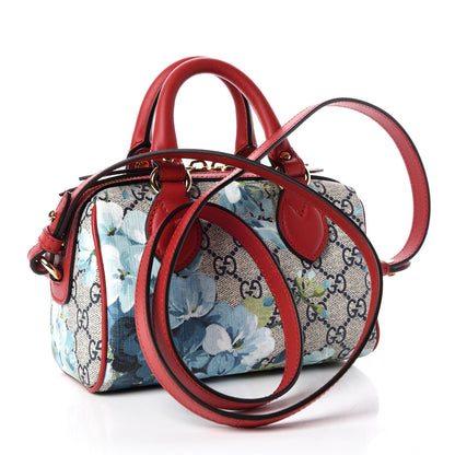 Gucci GG Supreme Monogram Blooms Mini Boston Navy Blue Hibiscus 3 of 9