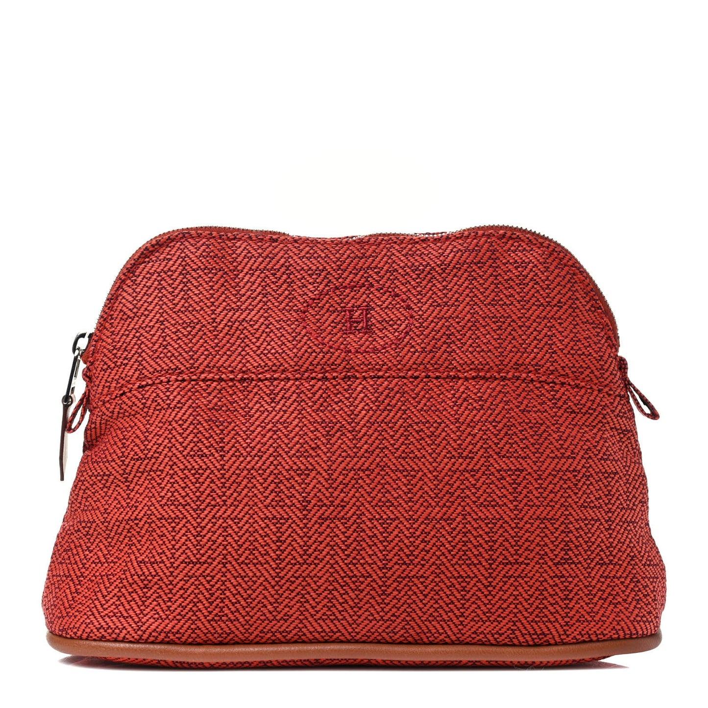 Abaca Cotton Chevron Travel Cosmetic Pouch Orange