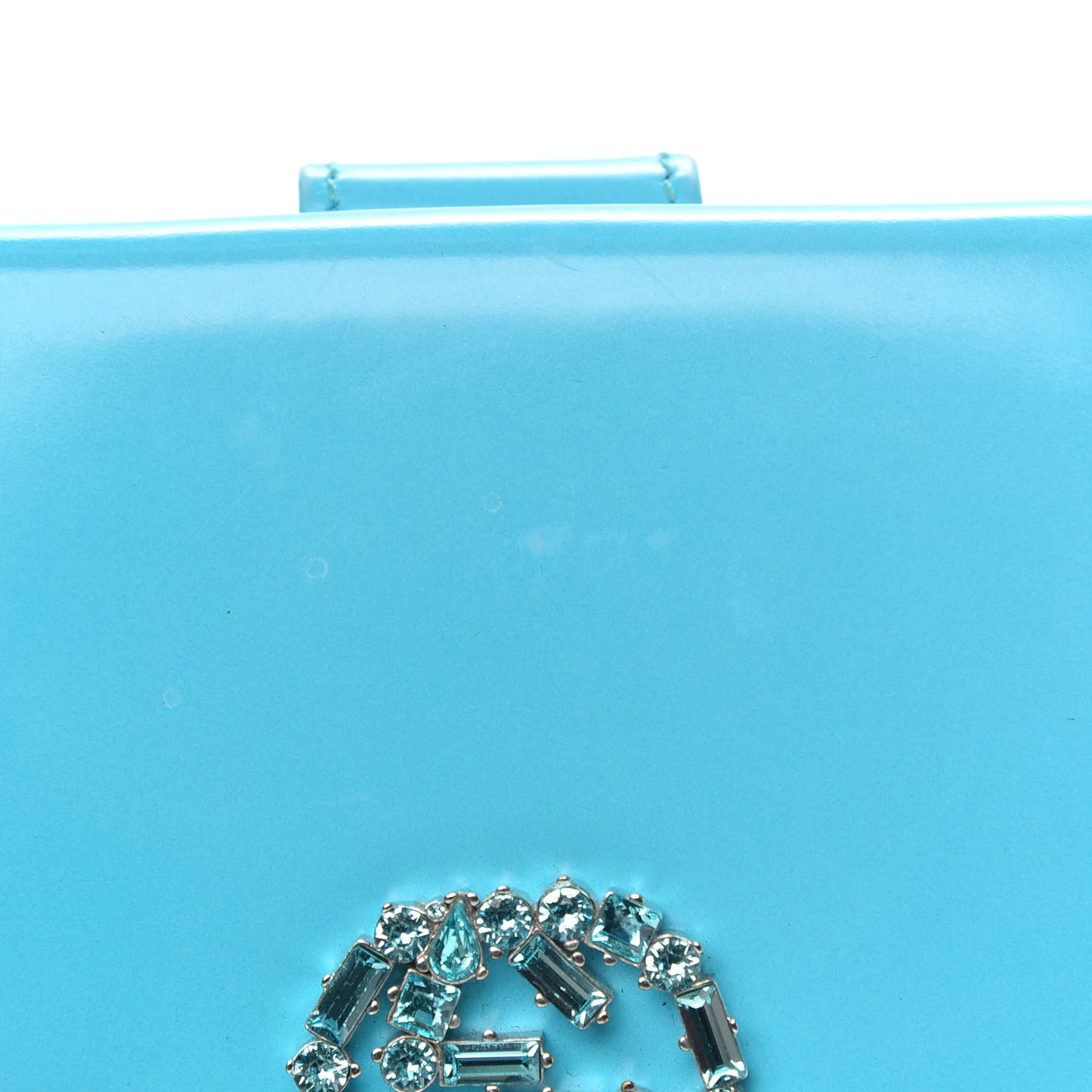 Shade Lux Calfskin Swarovski Crystal Mini GG Sparkling French Flap Wallet Turquoise