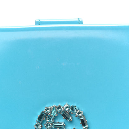 Gucci Shade Lux Calfskin Swarovski Crystal Mini GG Sparkling French Flap Wallet Turquoise 11 of 12