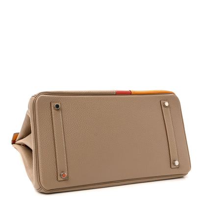 Hermes Taurillon Clemence Swift Tri-Color Birkin 35 Sanguine Gris Tourterelle Moutarde 4 of 11