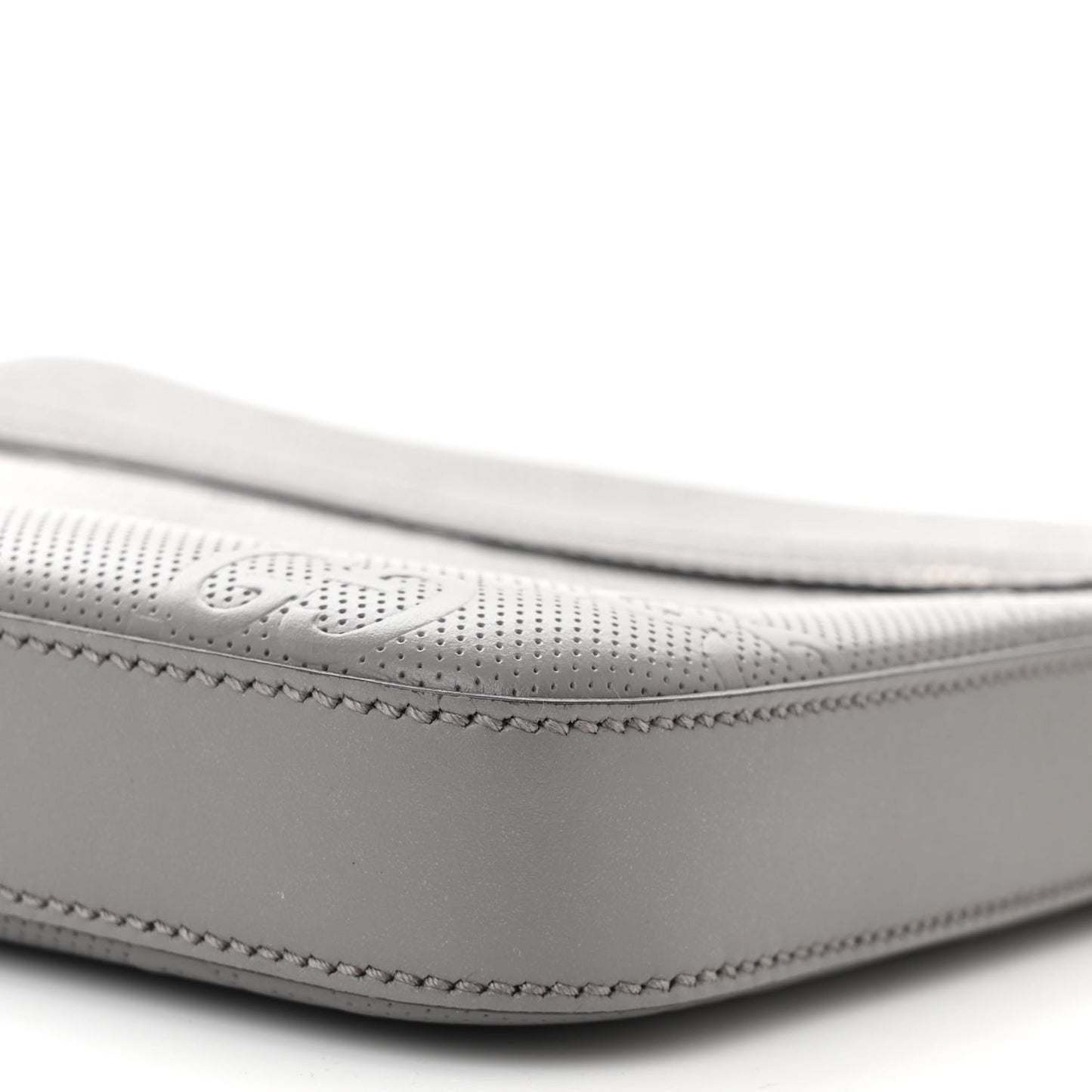 Calfskin GG Tennis Embossed Small Flat Messenger Bag Grey