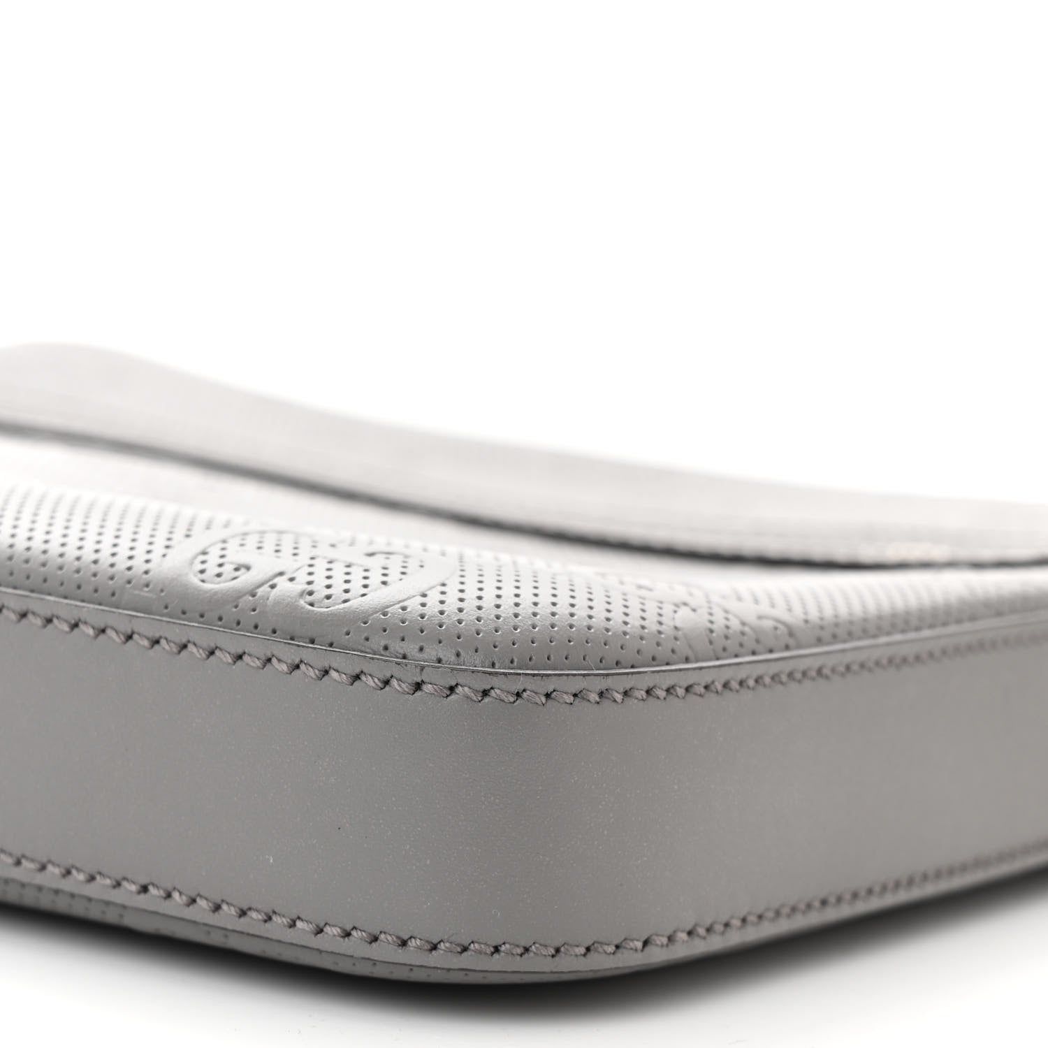 Gucci Calfskin GG Tennis Embossed Small Flat Messenger Bag Grey 9 of 9