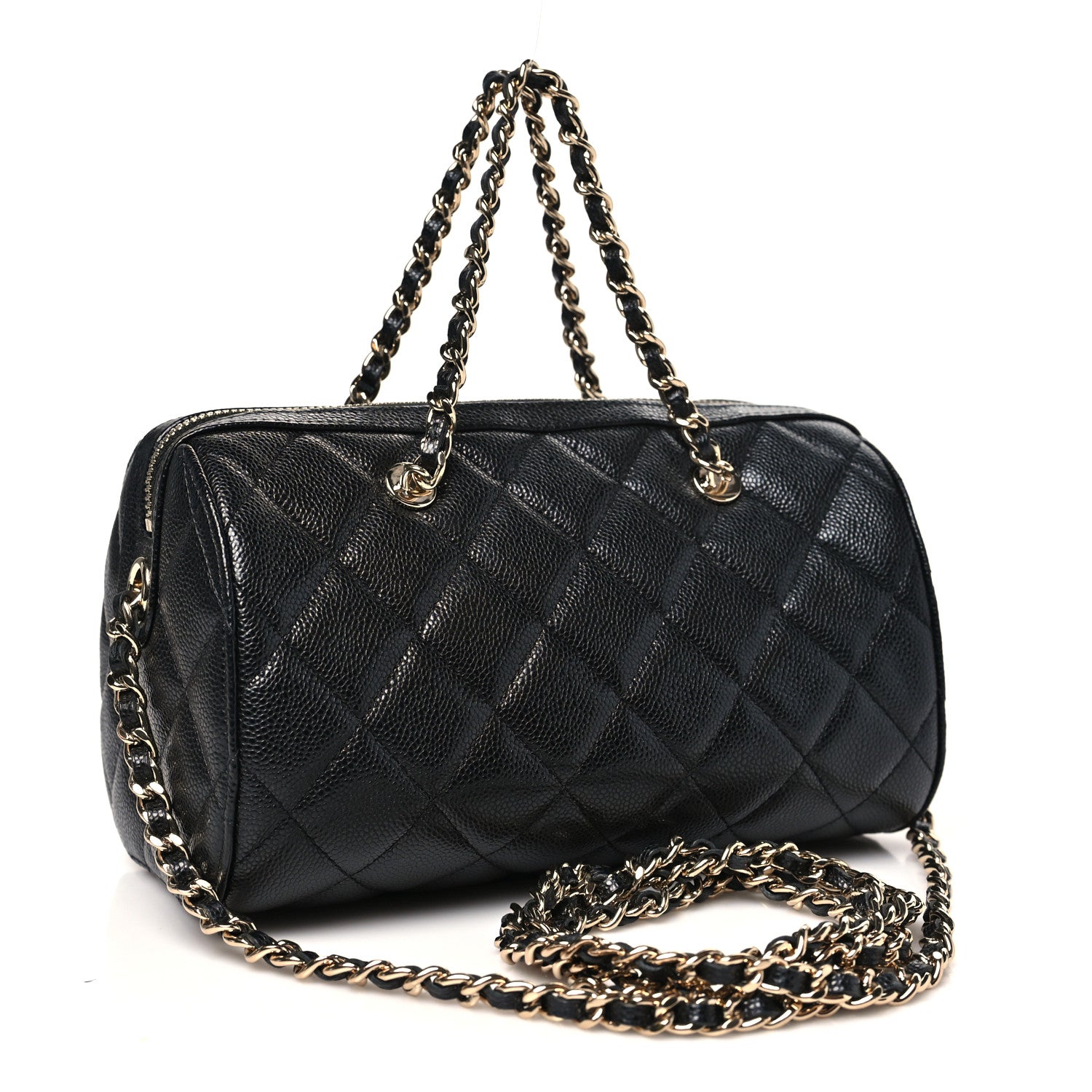 Chanel Caviar Quilted Barrel Clutch With Chain Black 3 of 10