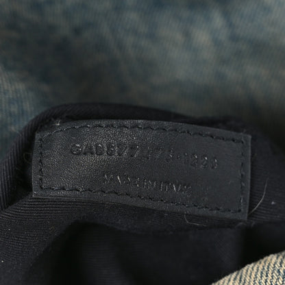 Saint Laurent Denim Quilted Medium Loulou Puffer Monogram Chain Satchel Blue Black 7 of 9