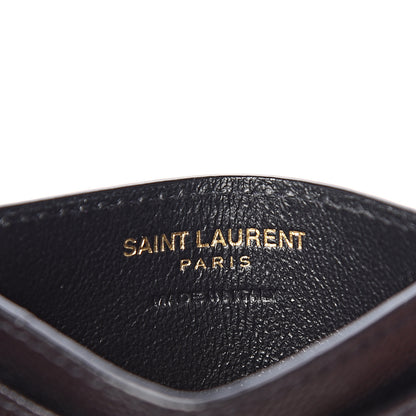 Saint Laurent Grain De Poudre Matelasse Chevron Monogram Credit Card Case Black 5 of 7