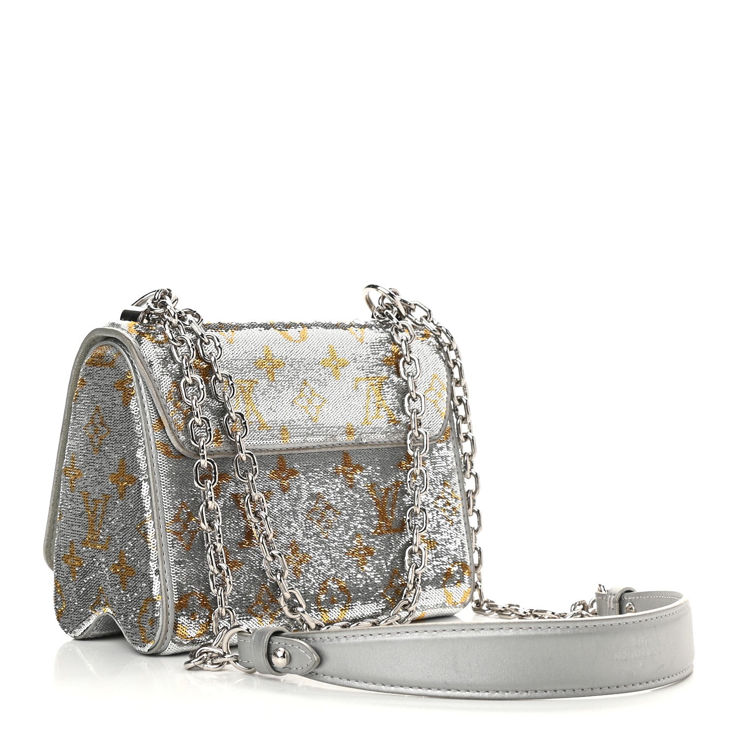 Louis Vuitton Sequins Monogram Twist Shoulder Bag PM Gold Silver 3 of 8