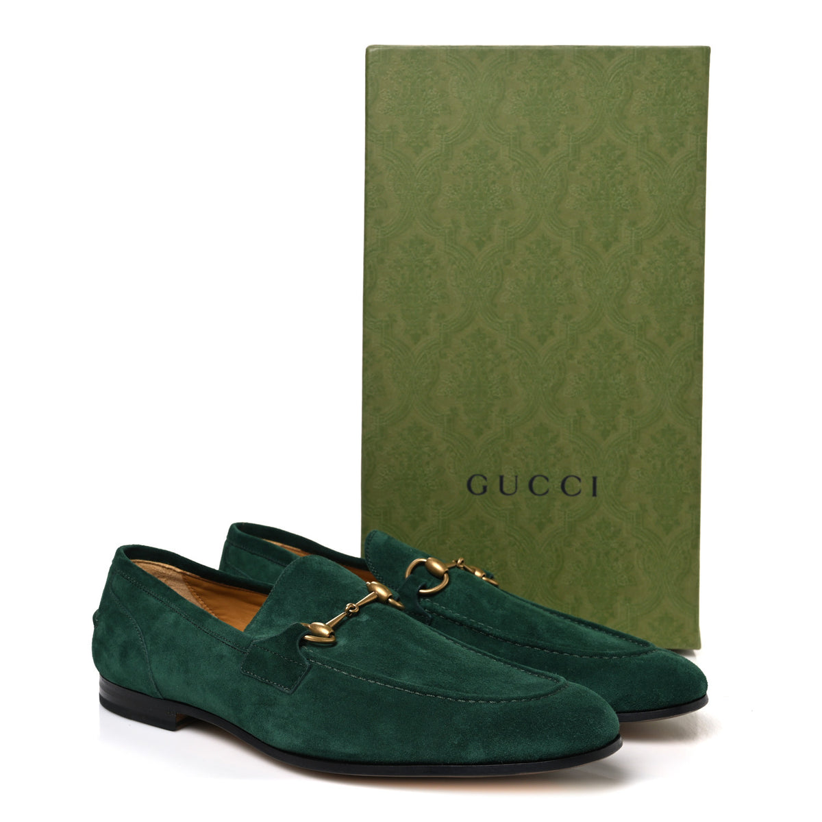 Gucci Suede Horsebit Mens Jordaan Loafers 10.5 Green 11 of 11