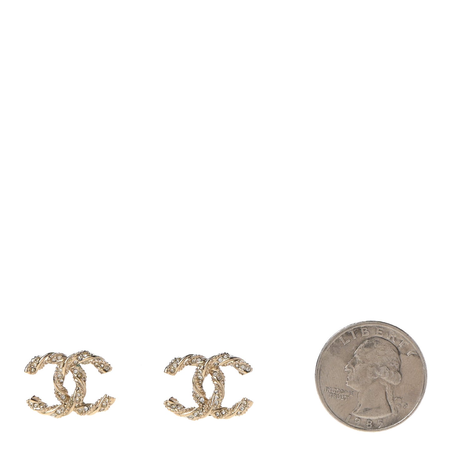 Crystal Twisted CC Earrings Gold