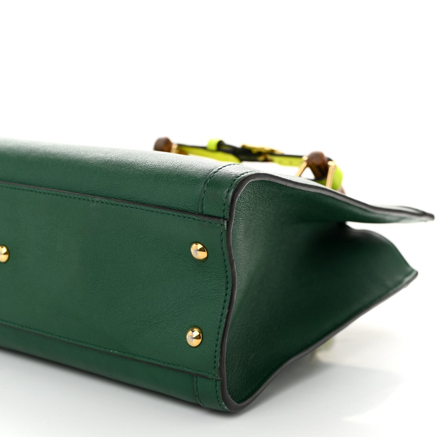 Wonka Grain Calfskin Small Diana Tote Bag Green Yellow Fluo