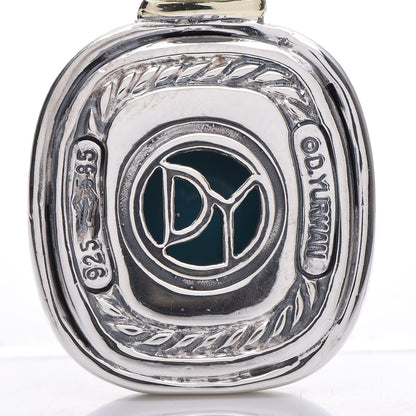 David Yurman Sterling Silver 14K Yellow Gold Turquoise 10mm Albion Enhancer Pendant 3 of 4