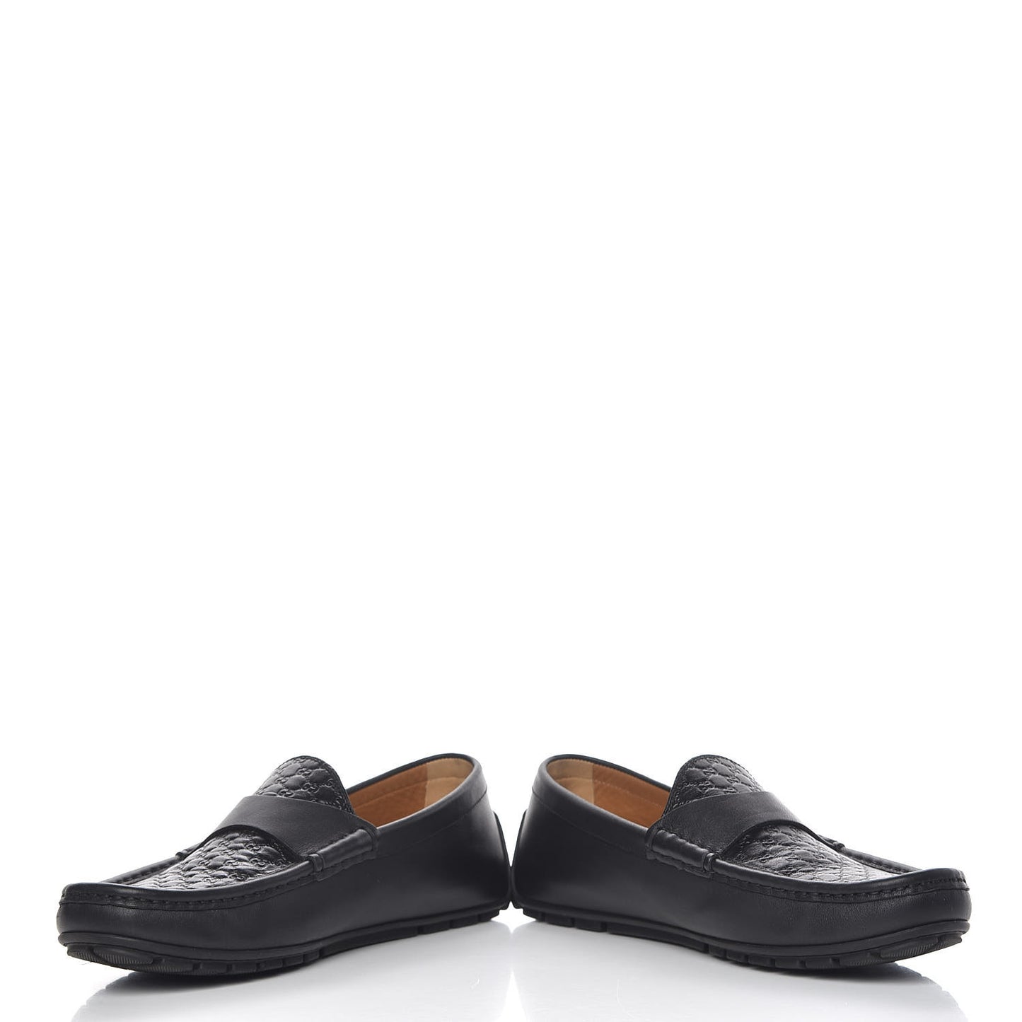Guccissima Calfskin Mens Driver Loafers 7 Black