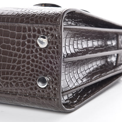 Saint Laurent Calfskin Crocodile Embossed Nano Sac De Jour Dark Brown 10 of 10