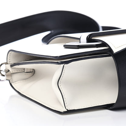 Prada City Calf Plex Ribbon Bag White Black 7 of 8