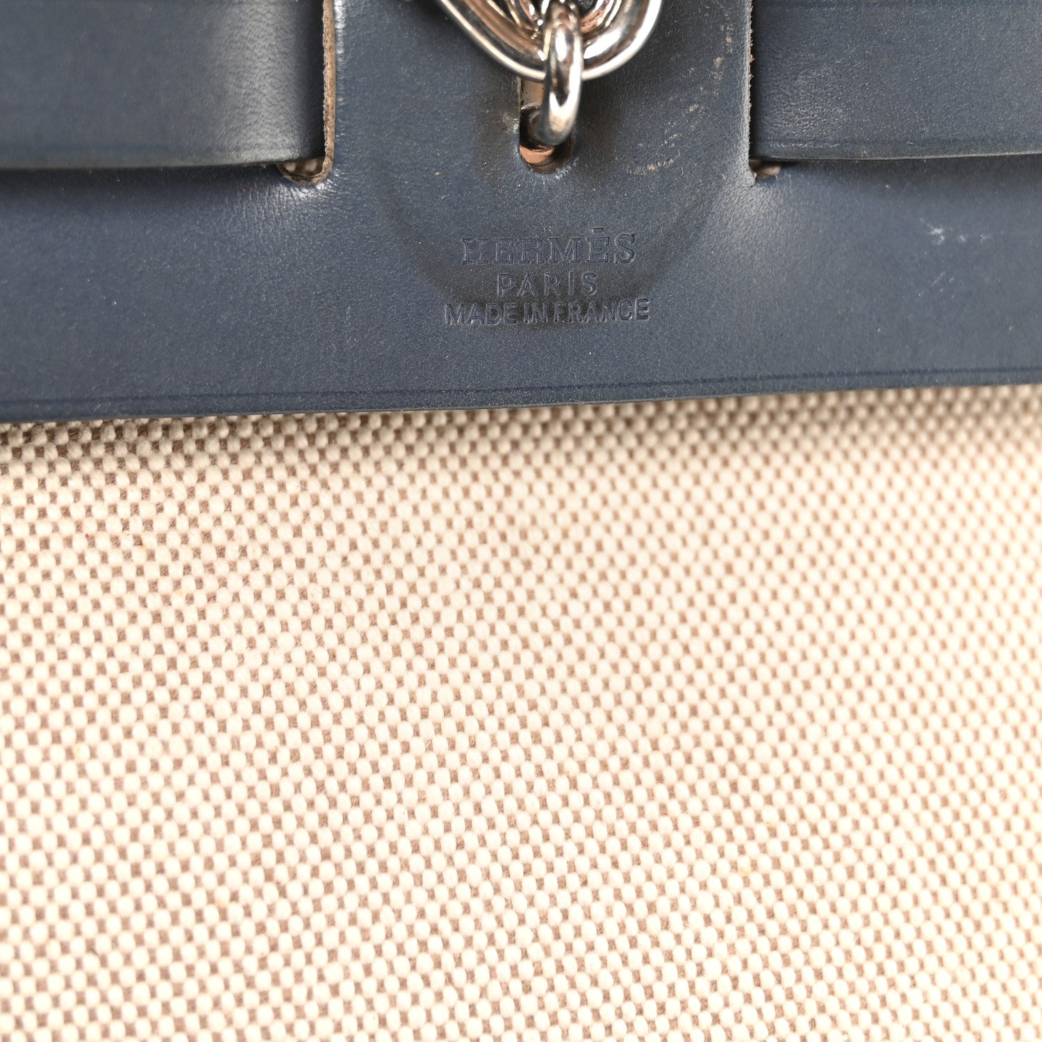 Hermes Toile Vache Calfskin Herbag PM 30 Navy Bleu Natural 7 of 11