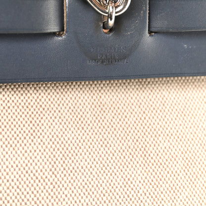 Hermes Toile Vache Calfskin Herbag PM 30 Navy Bleu Natural 7 of 11