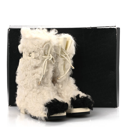 Chanel Shearling Sheepskin High Boots 38 Ivory Black 11 of 11