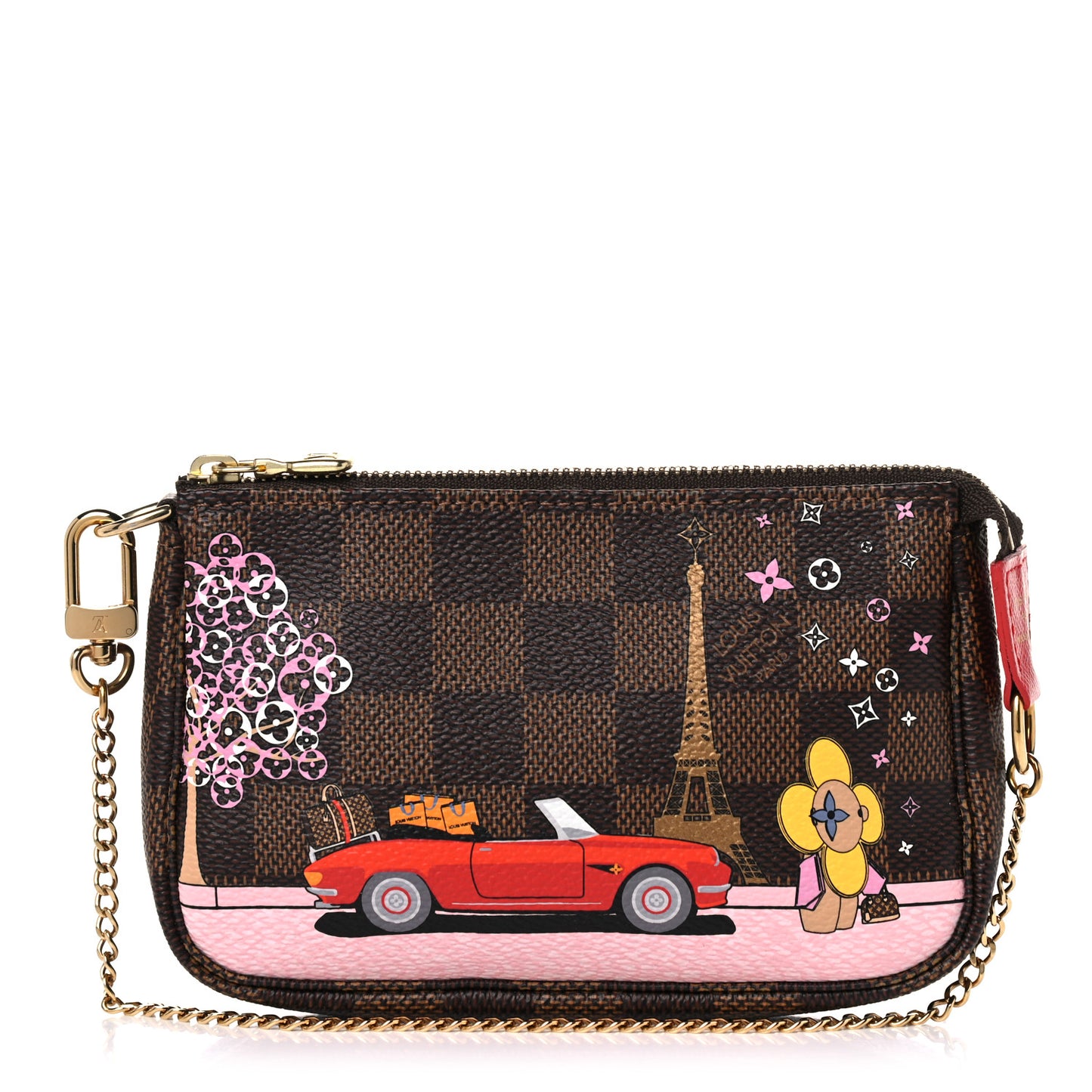 Damier Ebene 2019 Christmas Animation Mini Pochette Accessories Red
