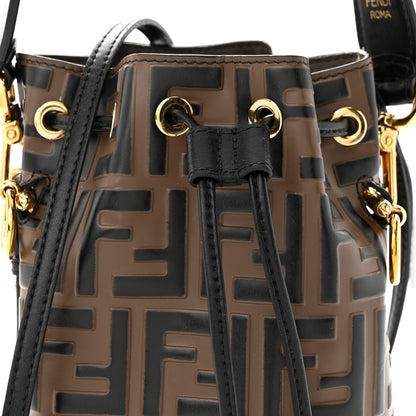 Fendi Vitello Liberty F is Fendi Bi-Color FF 1974 Embossed Mini Mon Tresor Bucket Bag Maya Black 8 of 14