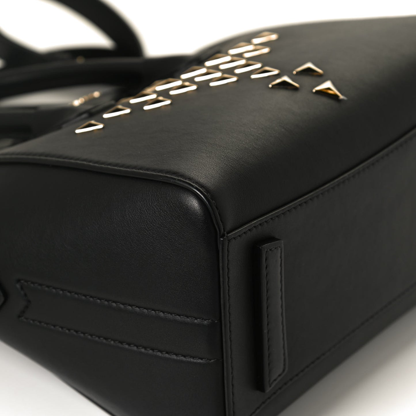 Calfskin Triangle Studded Small Antigona Black