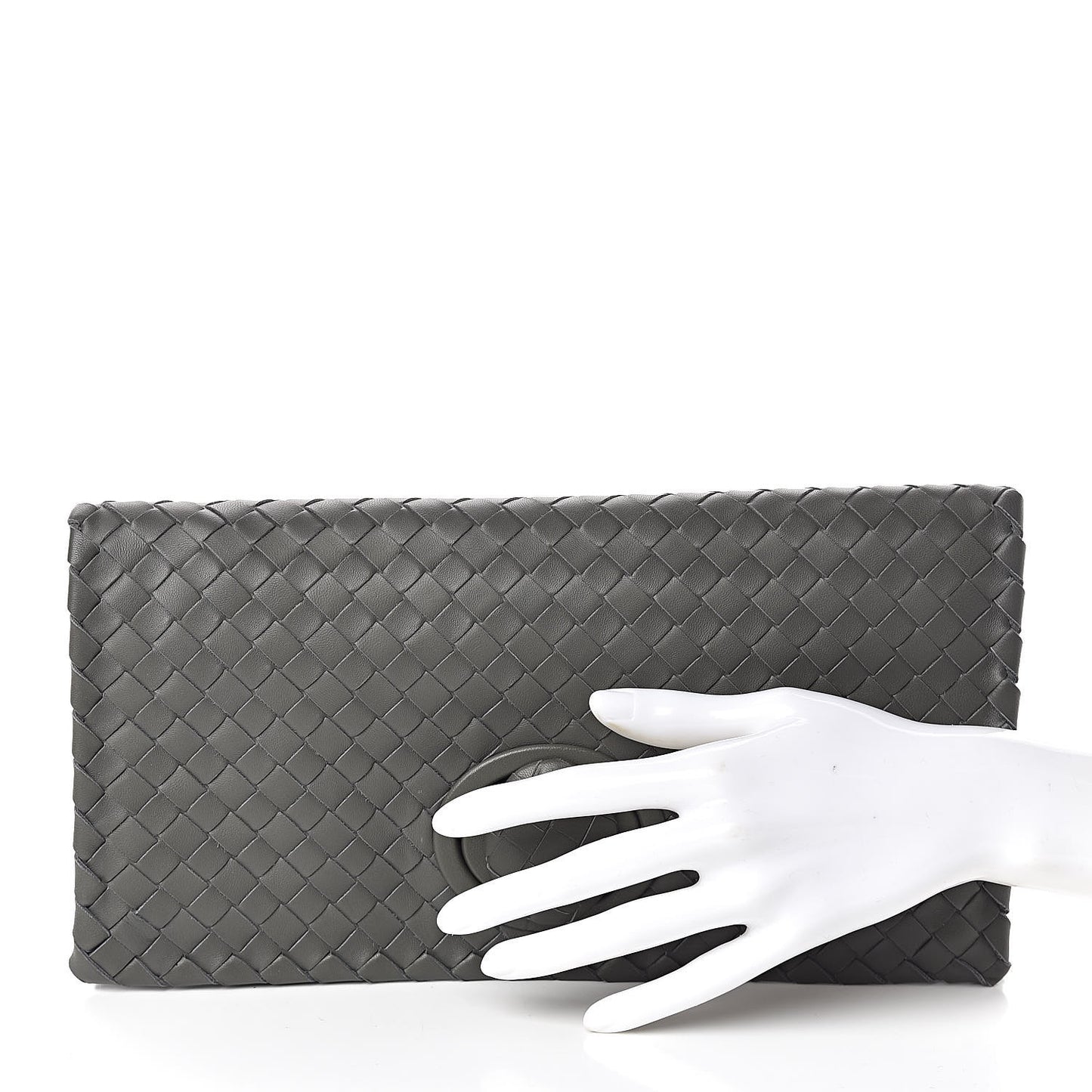 Nappa Intrecciato Turnlock Clutch Grey