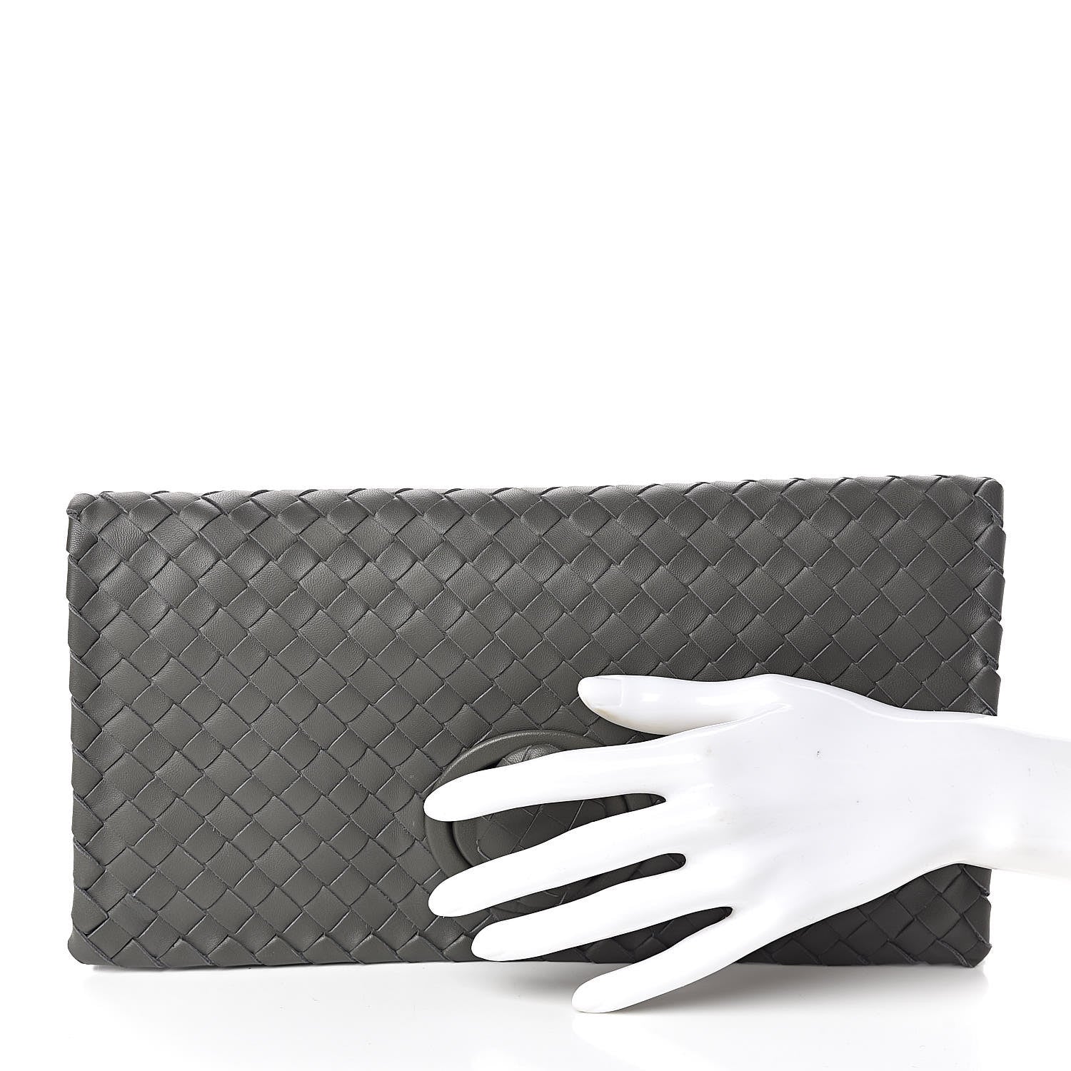 Bottega Veneta Nappa Intrecciato Turnlock Clutch Grey 2 of 8