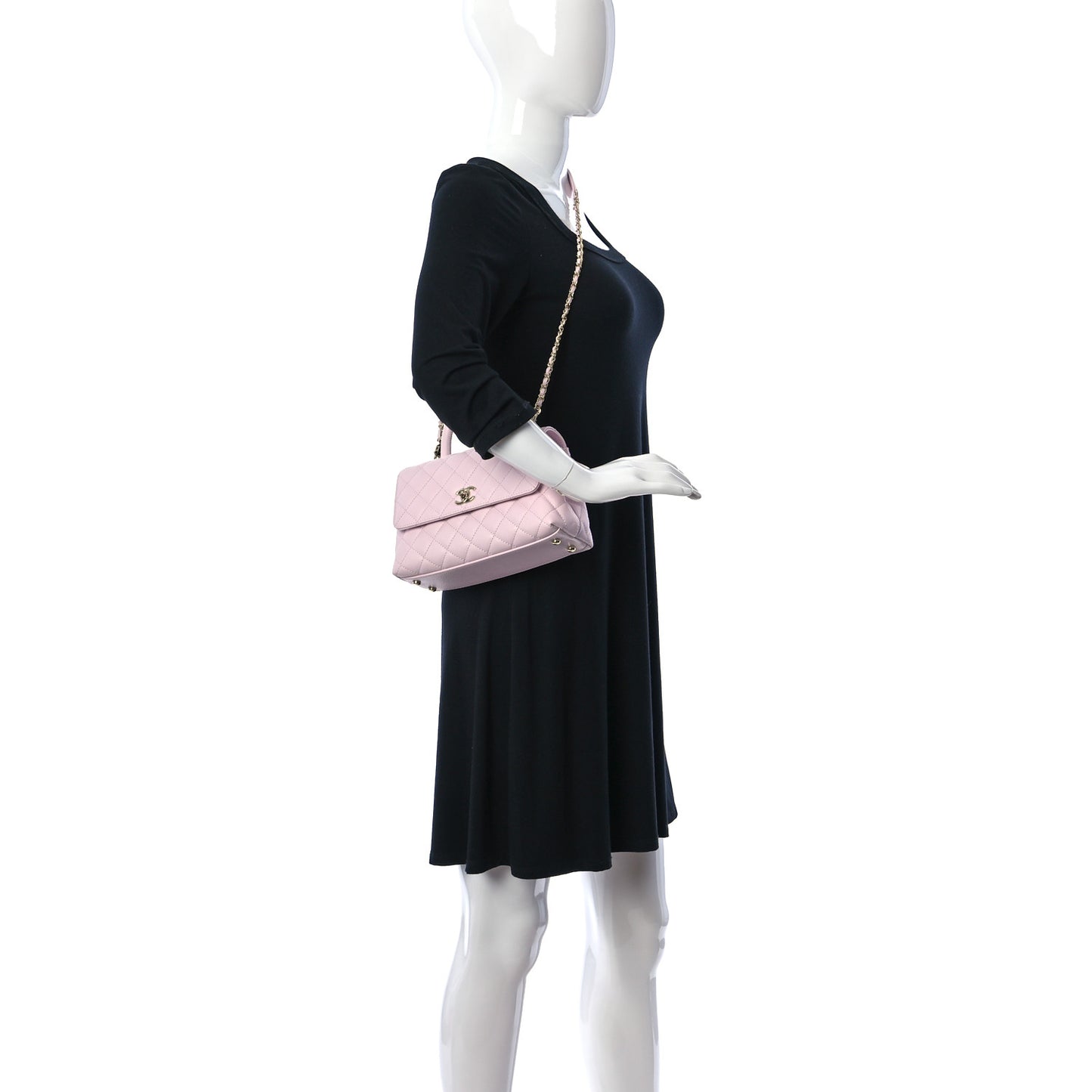Caviar Quilted Mini Coco Handle Flap Light Pink