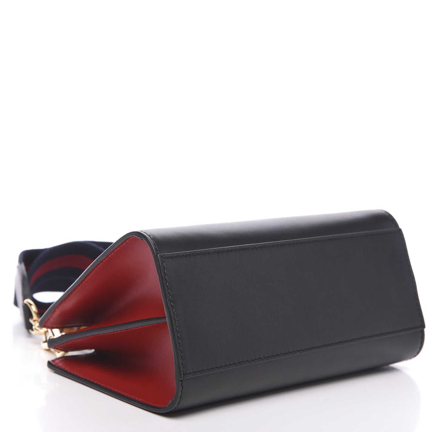 Nappa Bamboo Web Mini Nymphaea Top Handle Bag Black