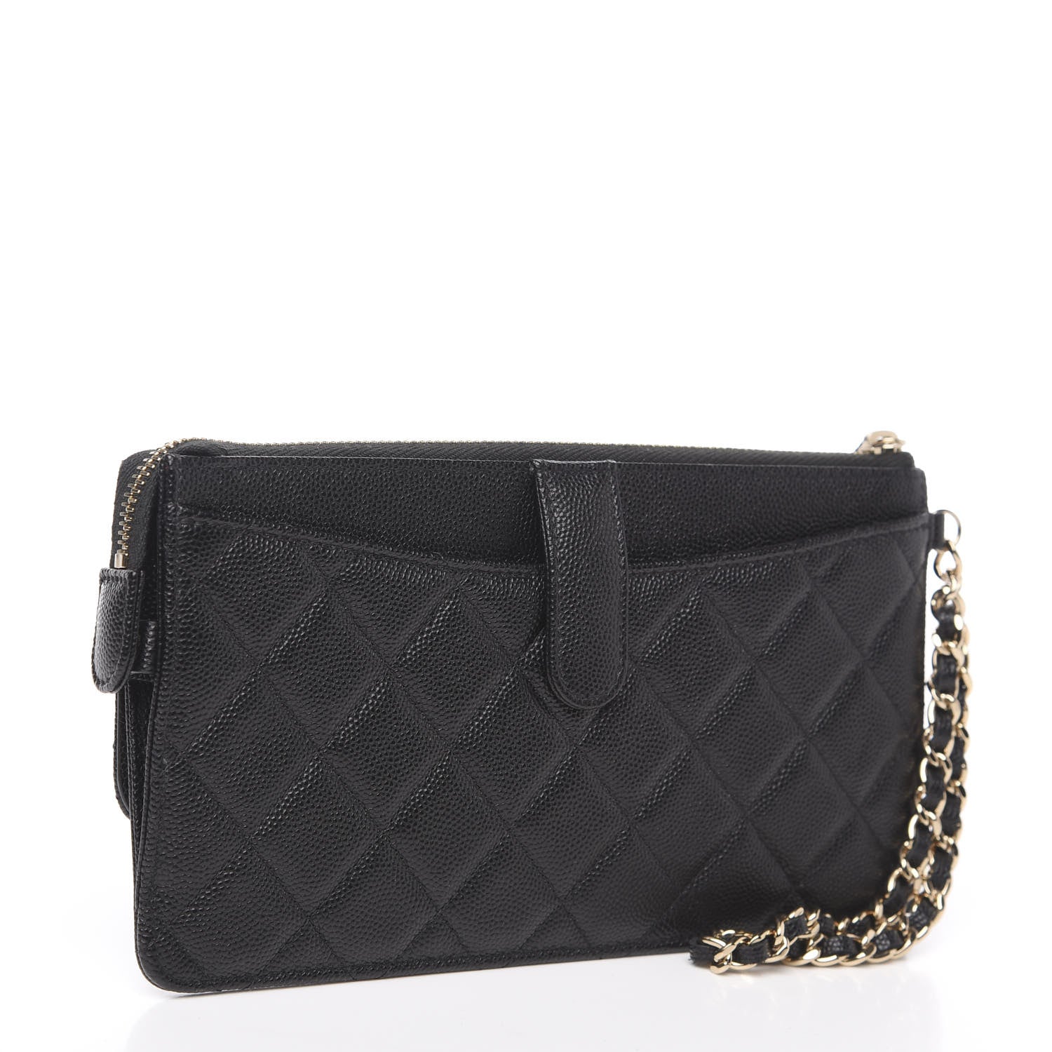 Chanel Caviar Quilted Classic Pouch With Handle Black 2 of 7