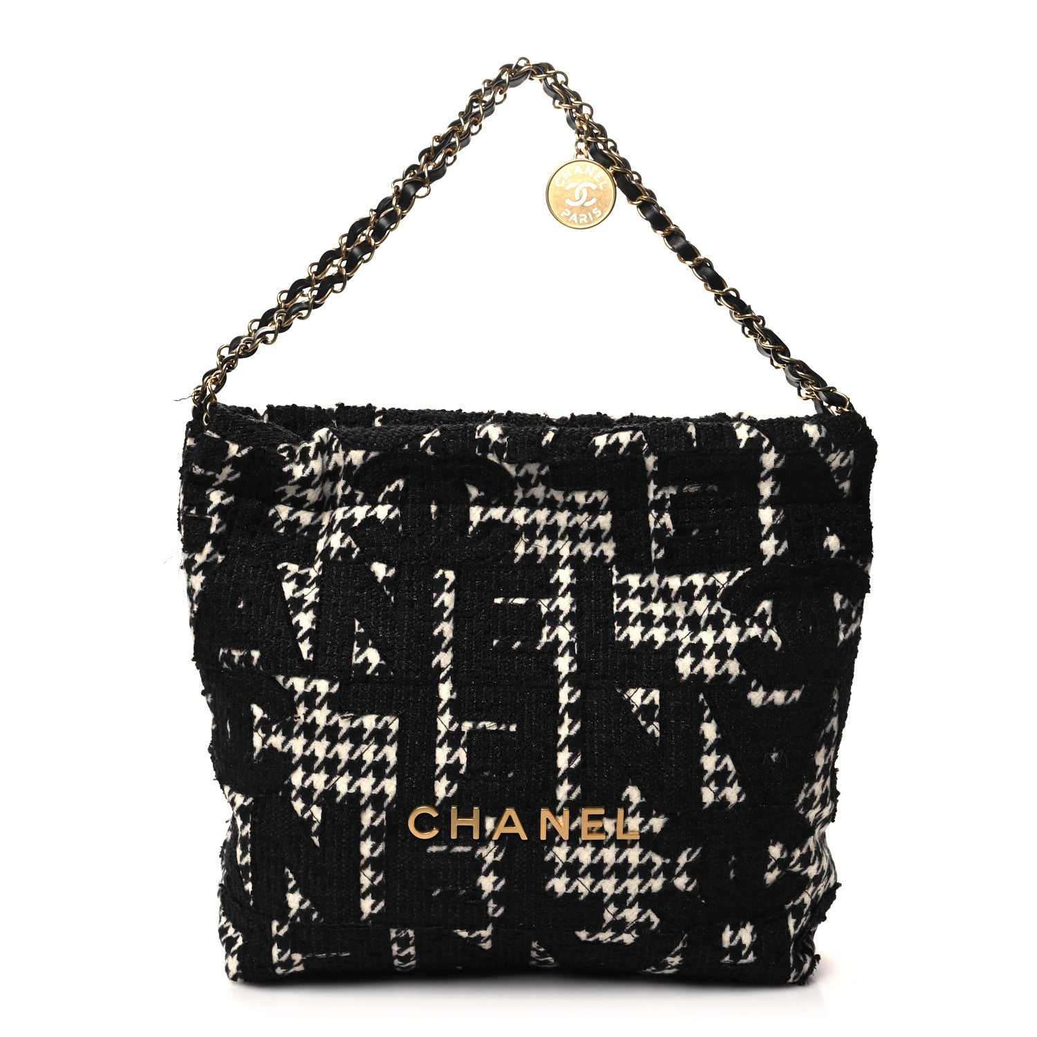 Chanel Tweed Houndstooth Quilted Chanel 22 Black Ecru 1 of 13