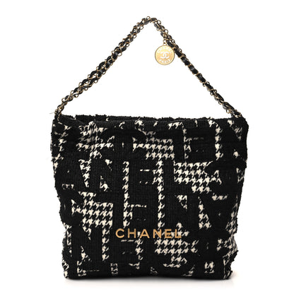 Chanel Tweed Houndstooth Quilted Chanel 22 Black Ecru 1 of 13