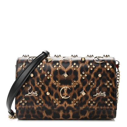 Christian Louboutin Patent Leopard Print Spikes Loubinthesky Paloma Clutch 1 of 11