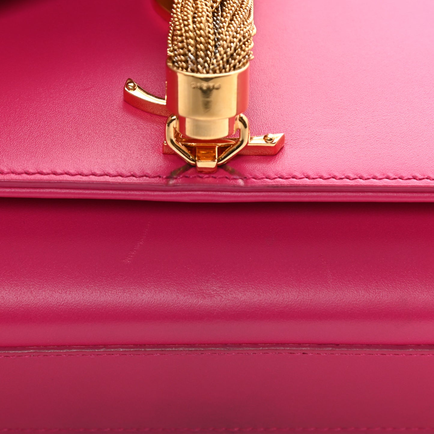 Smooth Calfskin Medium Classic Monogram Kate Tassel Satchel Fuchsia