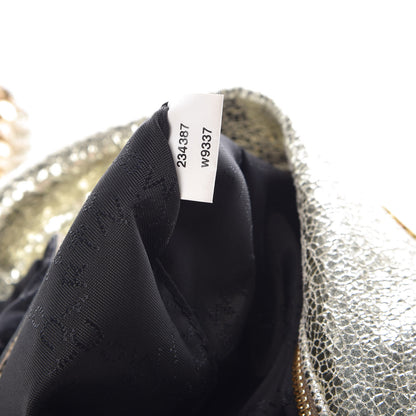 Stella McCartney Metallic Crackle Shaggy Deer Falabella Fold Over Tote Gold 8 of 15