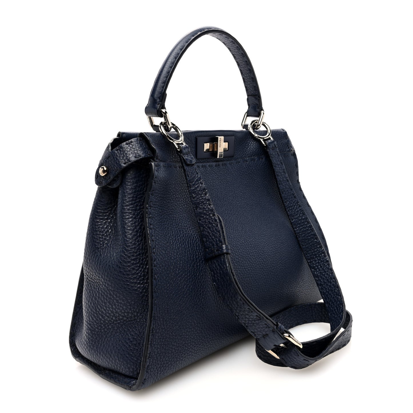 Cuoio Romano Selleria Medium Peekaboo Iconic Satchel Blue Notte