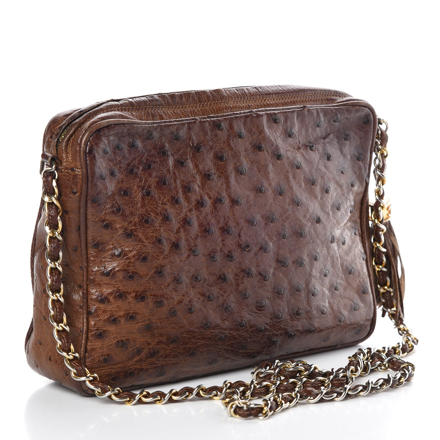Ostrich Tassel Camera Case Brown