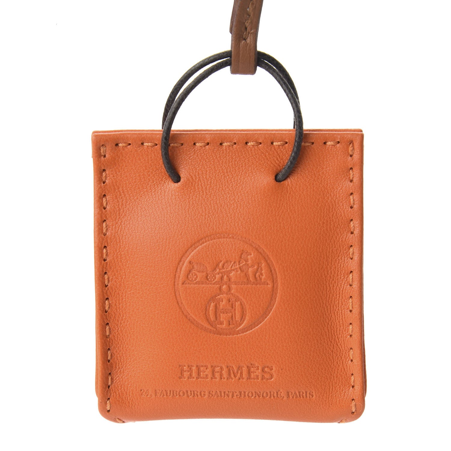 Hermes Milo Lambskin Swift Shopping Bag Charm Feu Gold 3 of 4