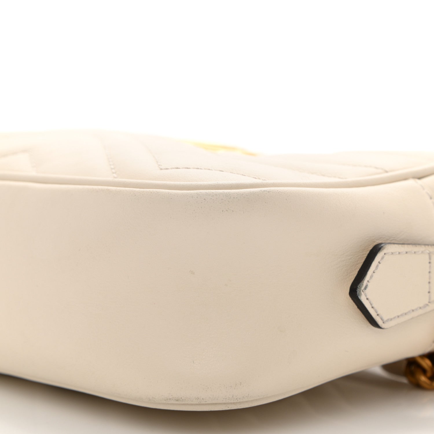 Gucci Calfskin Matelasse Mini GG Marmont Chain Shoulder Bag White 9 of 11