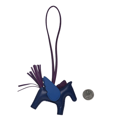 Hermes Milo Lambskin Grigri Rodeo Pegase Horse Bag Charm PM Bleu Saphir Violet Bleu France 2 of 6