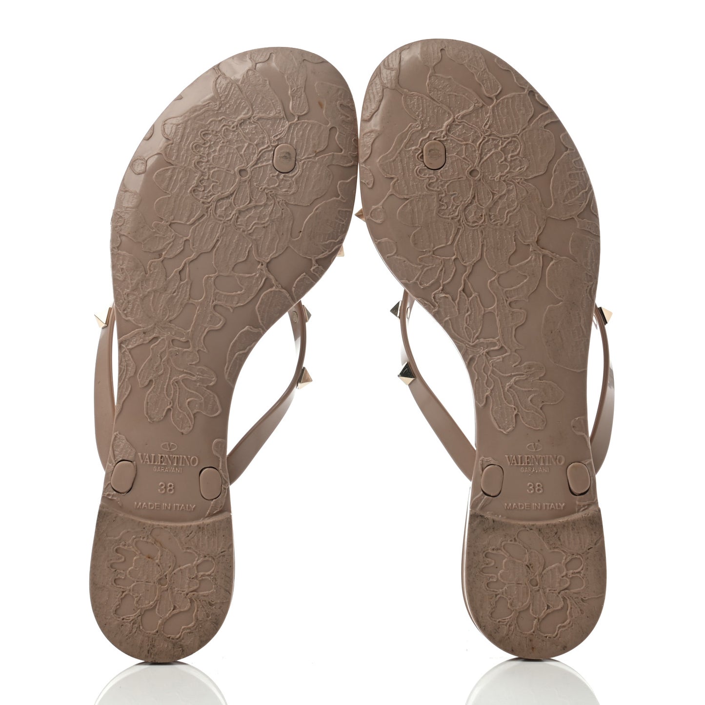 PVC Jelly Rockstud Bow Thong Sandals 38 Poudre
