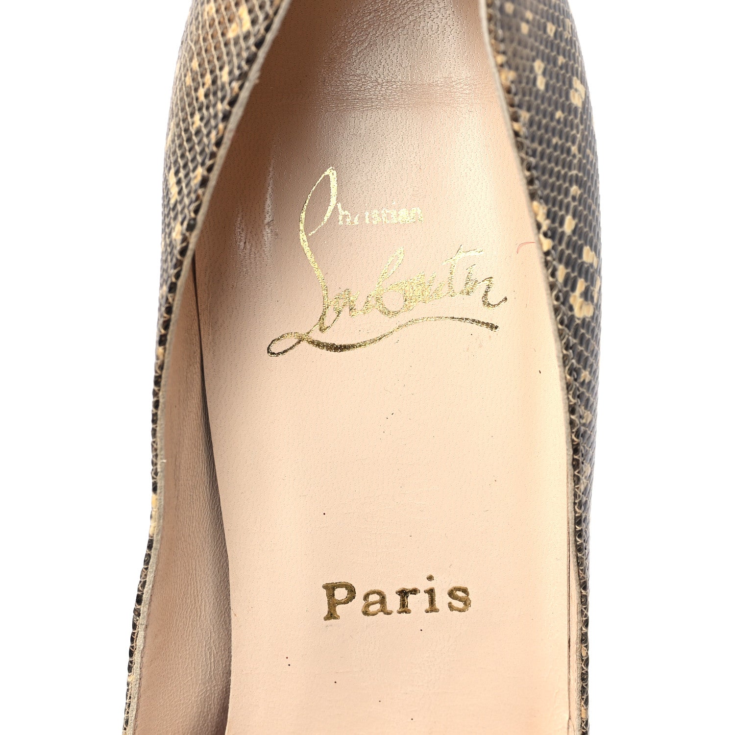 Christian Louboutin Lizard Lady Peep 120 Pumps 38.5 Beige 9 of 9