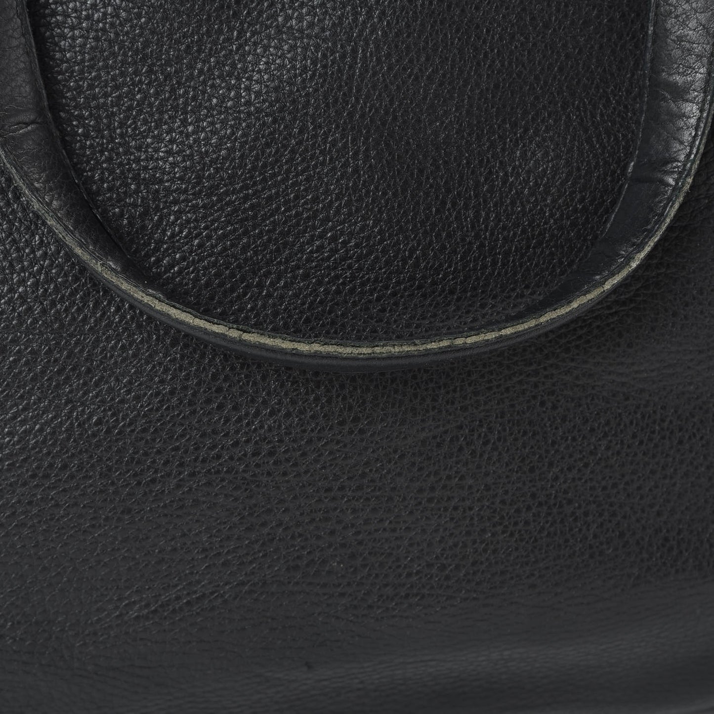 Pebbled Calfskin Large Soho Top Handle Bag Black