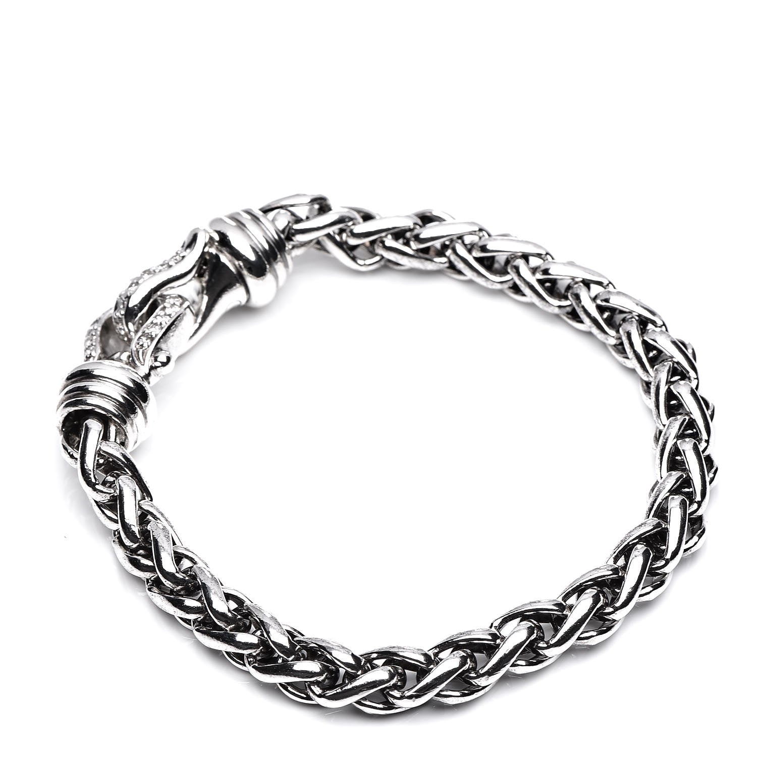 David Yurman Sterling Silver Diamond 6mm Wheat Chain Bracelet 3 of 4
