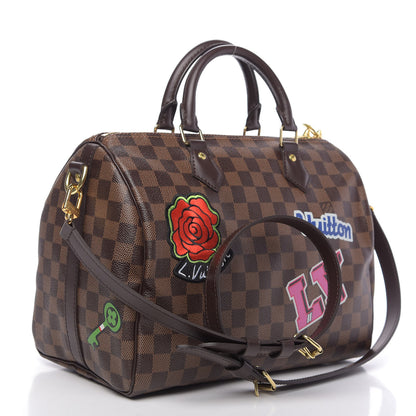 Louis Vuitton Damier Ebene Patches Speedy Bandouliere 30 4 of 11