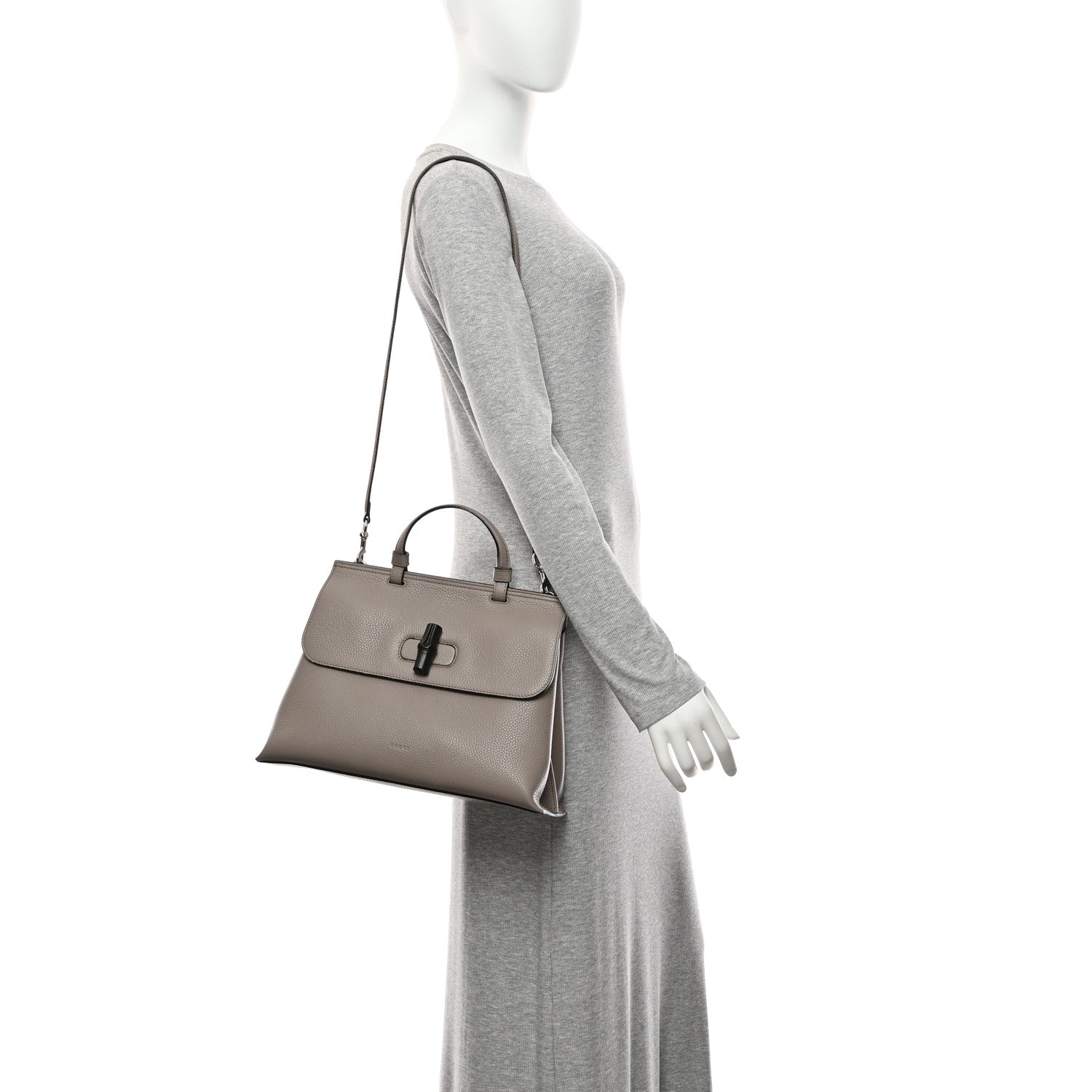 Gucci Cellarius Calfskin Medium Bamboo Daily Top Handle Bag Storm Grey 2 of 10