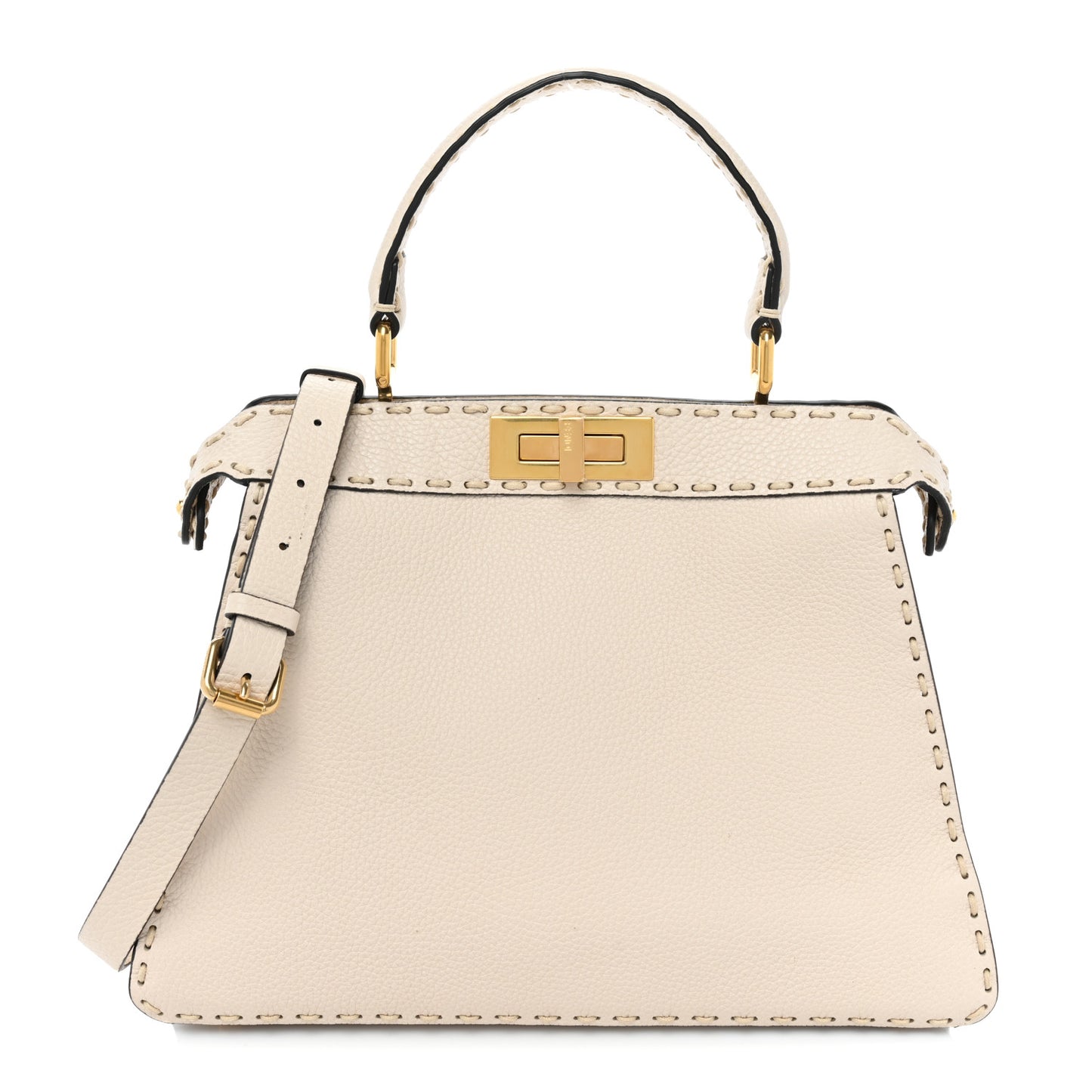 Vitello Granato Camoscio Selleria Macro Stitchings Medium Peekaboo I SEE U Satchel White