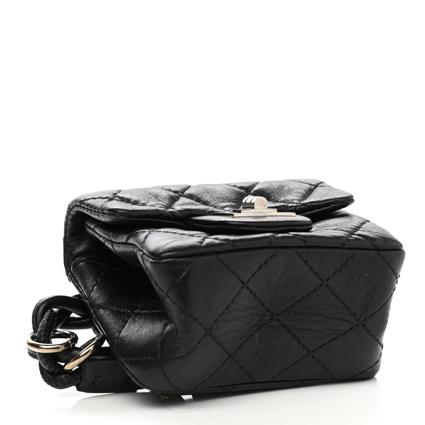Calfskin Quilted 2.55 Ankle Wrist Bag Black